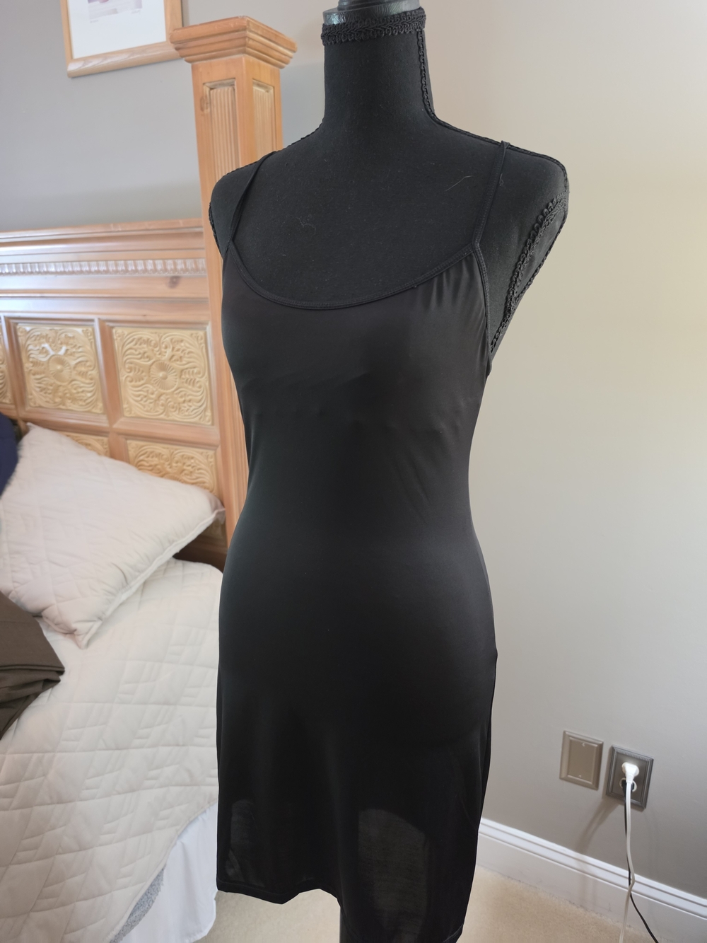 Sleek Black Slip Dress with Thin Straps